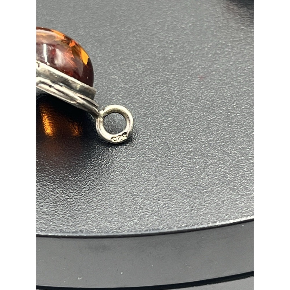 Vintage Sterling 925 Genuine Baltic Amber‎ Bezel Cabochon Setting Link Bracelet - Picture 8 of 13